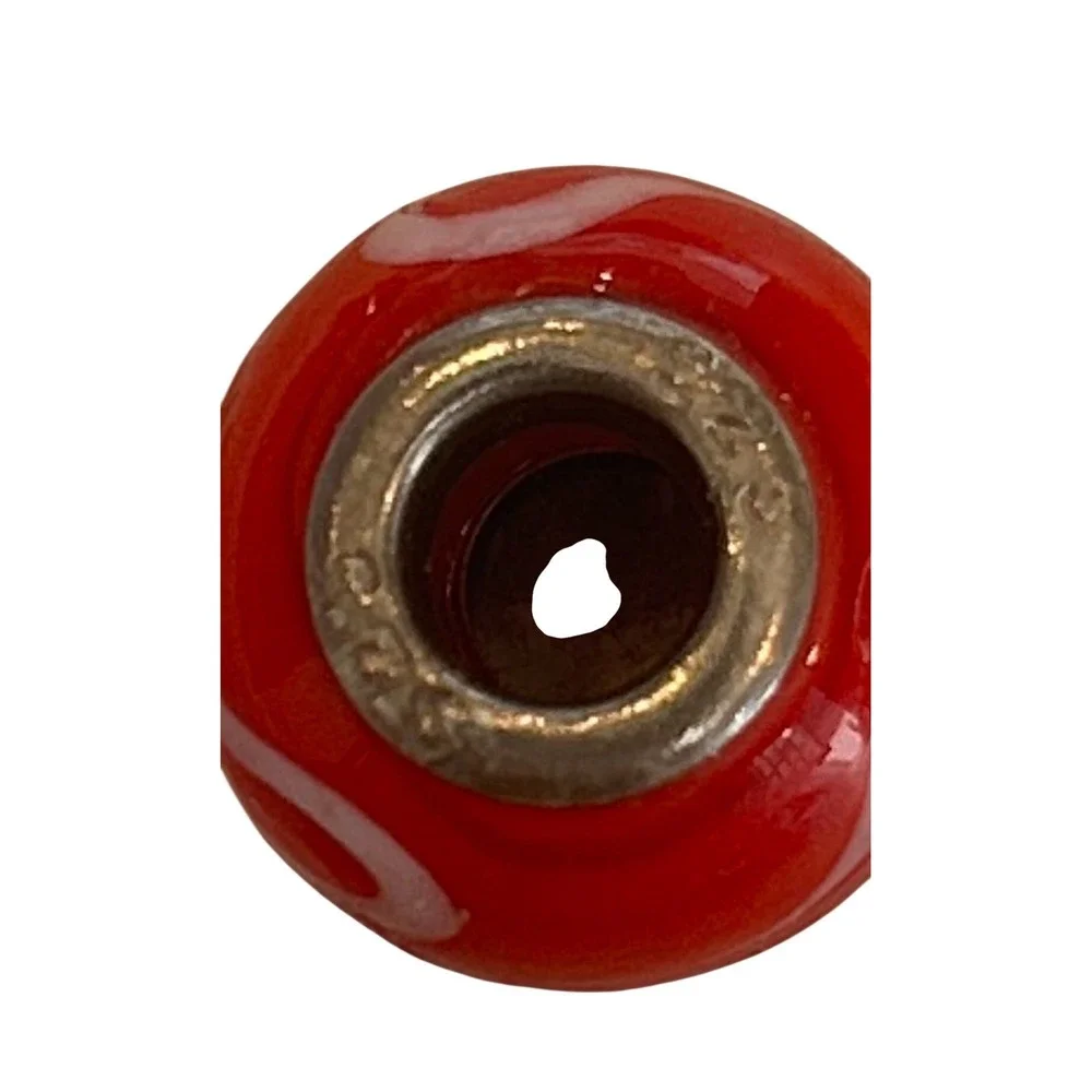 Red Murano Glass Swirl Charm Bead 925 Sterling Silver Core European Bracelet New